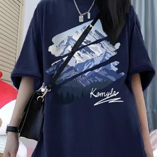 半袖tシャツ レディース トップス 半袖 tシャツ 大きいサイズ カットソー 夏服 薄手 プリント 丸首 カジュアル ゆるカットソー  ゆったり SLUC077(3色S-6XL)