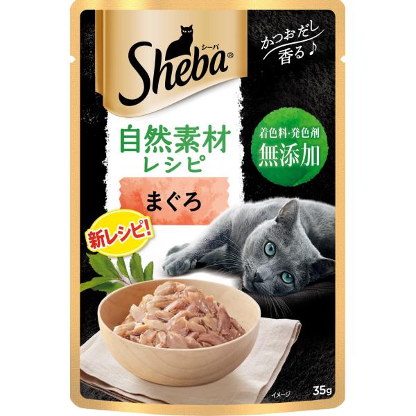 他サイト： シーバ 自然素材レシピ ウェット 成猫用 まぐろ 35g×12袋 水分補給 キャットフード 猫 Sheba パウチの商品画像