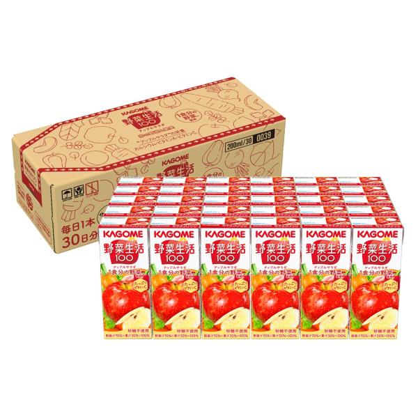 他サイト： 野菜生活 カゴメ 野菜生活100 アップルサラダ 200ml紙パック×30本(毎日1本30日分 砂糖不使用 ビタミンC)Amazon.co.の商品画像
