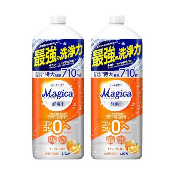 他サイト： チャーミー マジカ(CHARMY Magica) まとめ買い 大容量 チャーミーマジカ 食器用洗剤 酵素プラス オレンジの香り 詰替大型 7の商品画像