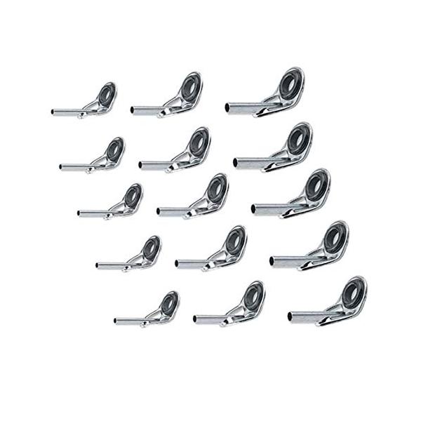 YFFSFDC トップガイド 15個セット ロッドガイドステレンス 釣り竿穂先  修理キット ロッドの修理 0.9mm、1.2mm、1.