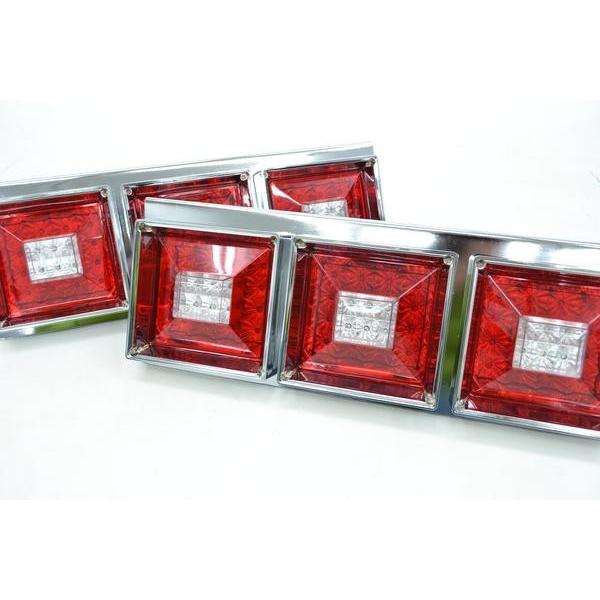 LED 角型 紅白 3連LEDテールランプ クリスタルカット 24V 左右set
