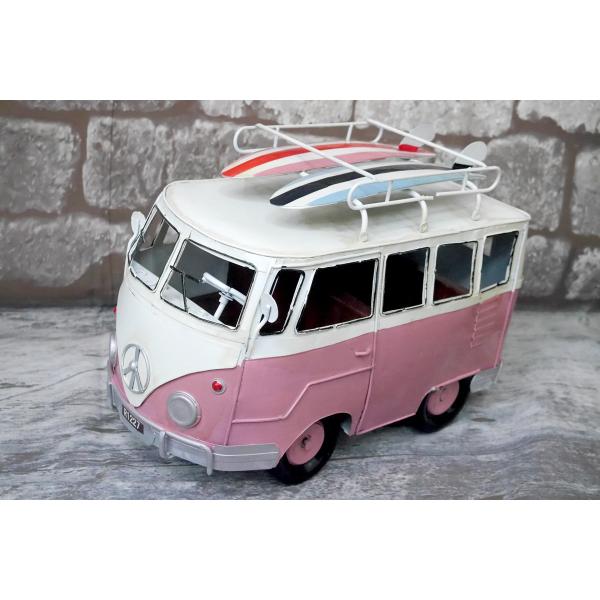 アメリカンレトロ お歳暮 ブリキ ワーゲンバス サーファー ピンク Bz 10 おもちゃ ブリキ雑貨 アンティーク アメリカン雑貨