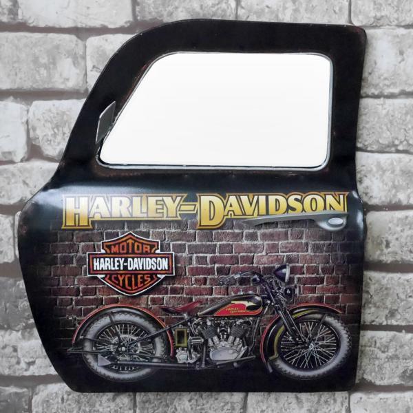 アメリカンレトロ ドア型プレート ブリキ アメリカ雑貨 壁掛け 19 鏡付き ハーレーダビッドソン 当店限定販売 Harley Davidson バイク