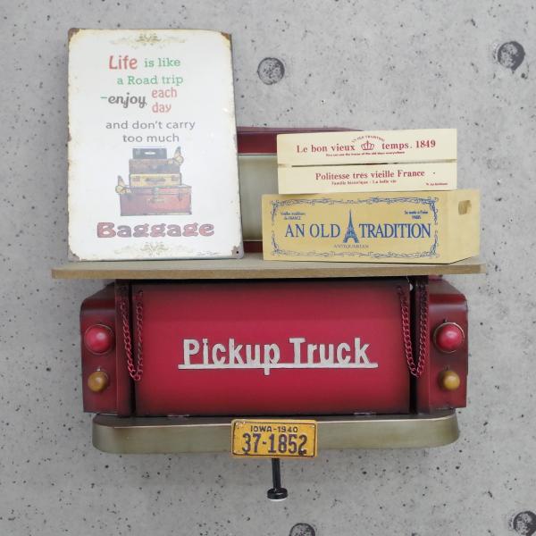 アメリカンレトロ ウォールシェルフ 壁掛 飾り棚 ピックアップ アメ車 トラック ヴィンテージクラシックカー 雑貨 インテリア レッド
