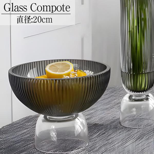 イタリア製 陶器 脚付 ガラス ボウル フルーツ スタンド 薔薇