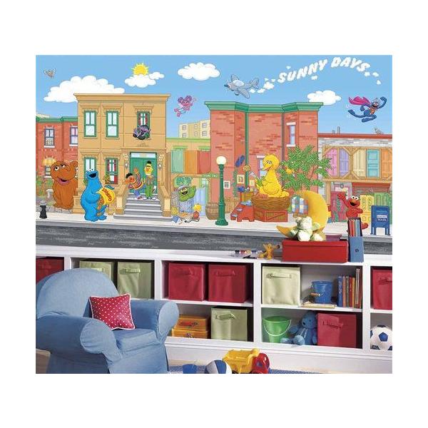 Magnificent Peel &amp; Stick By RoomMates Sesame Street(セサミストリート) Chair Rail Prepasted Mural 6