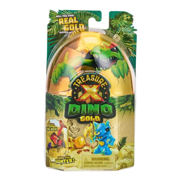 Treasure X Dino Gold Dino シングルパック 箱を開くおもちゃ 掘って発見する 収集可能な恐竜フィギュア 本物の金の宝