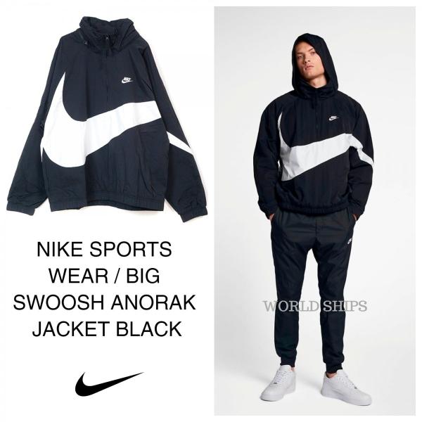 ナイキ ビッグスウッシュ アノラック ジャケット Nike Hybrid Swoosh Anorak Jacket ブラック