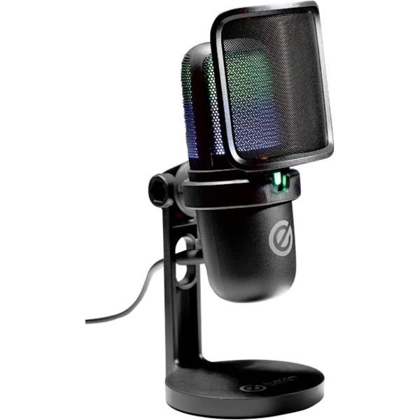 エレコム コンデンサーマイク USB接続 [ タッチミュート機能/マイクアーム固定可能/LEDライト/ポップガード ] 単一指向性 ブラック HS-MC14UBK