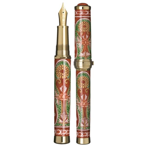 セーラー万年筆 有田焼創業400年記念万年筆 赤濃菊絵 源右衛門窯製 金