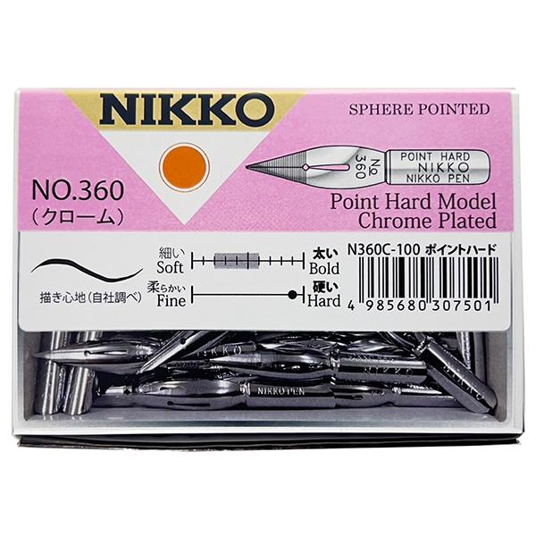 日光 ペン先 ポイントハード 360 クローム 100本入り N360C100 日光 ペン先 ポイントハード 360 クローム 100本入り N360C100