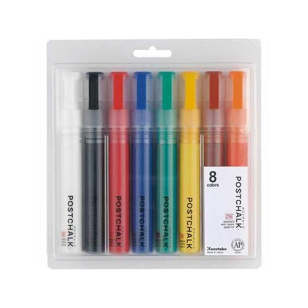 ���| ZIG �u���b�N�{�[�h�}�[�J�[ �|�X�g�`���[�N 8�F�Z�b�g POSTCHALK MARKER WET-WIPE 6MMTIP BASIC�E8V POST-500A/8VA