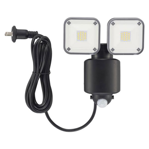 ライト コンセントタイプ LED防犯センサーライト2灯式 ACコンセントタイプ LS-A320W2 07-8809