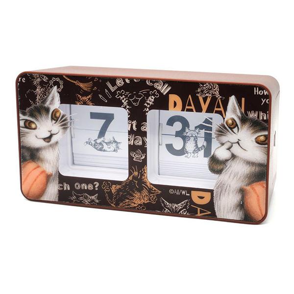 パタパタクロック ねどこ・茶 わちふぃーるど ダヤン ネコ : わちふぃ