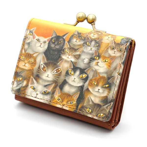 わちふぃーるど（WachiField） がま口三つ折り福財布2 ねこのしま