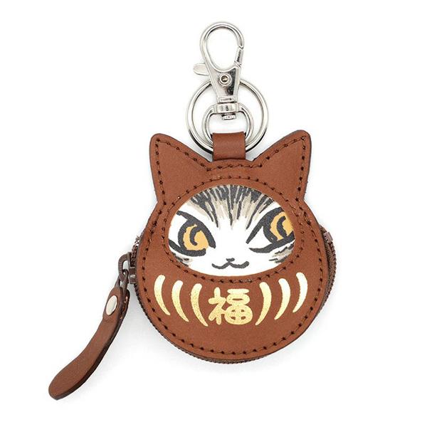 Fc猫だるま小銭キー 茶・ダヤン わちふぃーるど ダヤン ネコ : わちふ