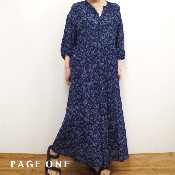 Page One チェリー柄前開きレーヨンワンピース Gnr1143 fk W Pocket 通販 Yahoo ショッピング