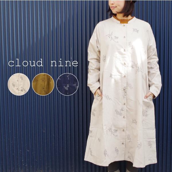 ワンピース チュニック Clou Dnine スタンドカラー綿フランネル花柄プリントワンピ Nop9585 Agkk W Pocket 通販 Yahoo ショッピング