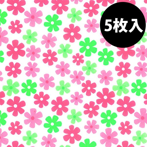 包装紙 少量パック HEIKO シモジマ ラッピングペーパー 半才並口 ミニブルーム 5枚入 002200305
