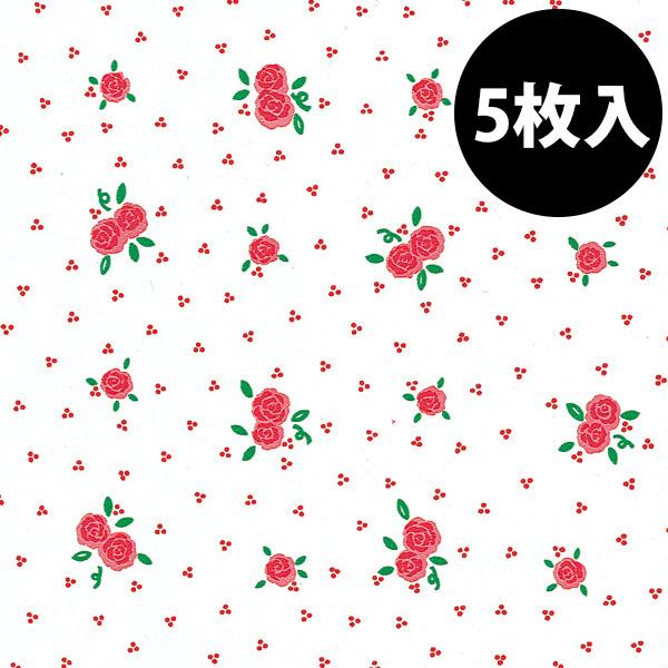 包装紙 少量パック HEIKO シモジマ ラッピングペーパー 半才 メルヘンローズ 5枚入 002302800 上質紙