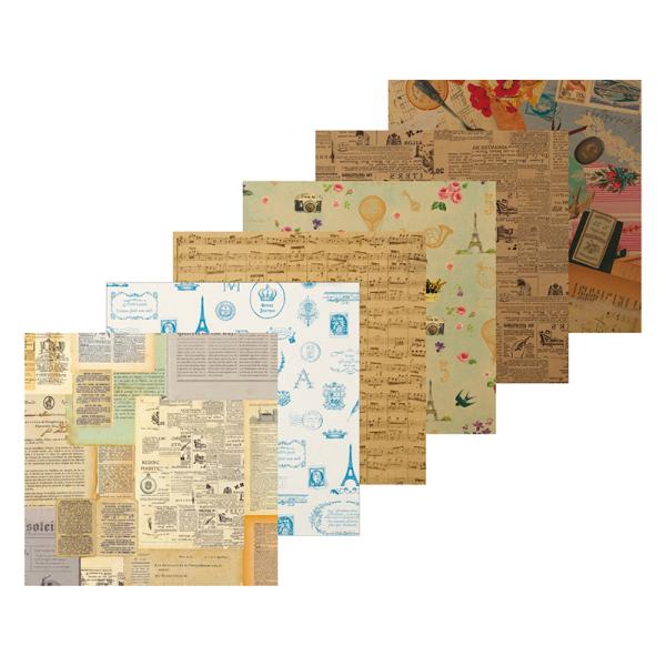 カットペーパー 包む デザインペーパー 30枚セット アンティーク T