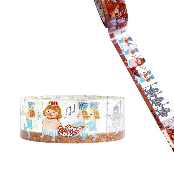 【きらぴかマスキングテープ】Shinzi Katoh が童話の世界を色鮮やかに描く「童話の宝石」シリーズ！人気シリーズからアンデルセンの物語を描いた第三弾が登場！！シルバーホログラム箔をあしらったきらぴかなマスキングテープ。1回貼っても貼り...