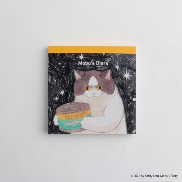 メモパッド メモ帳 グリーンフラッシュ GreenFlash 三毛猫モブは猫缶を