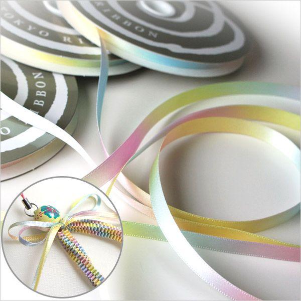 ラッピングリボン HEIKO シモジマ レインボーサテンリボン パステル 幅