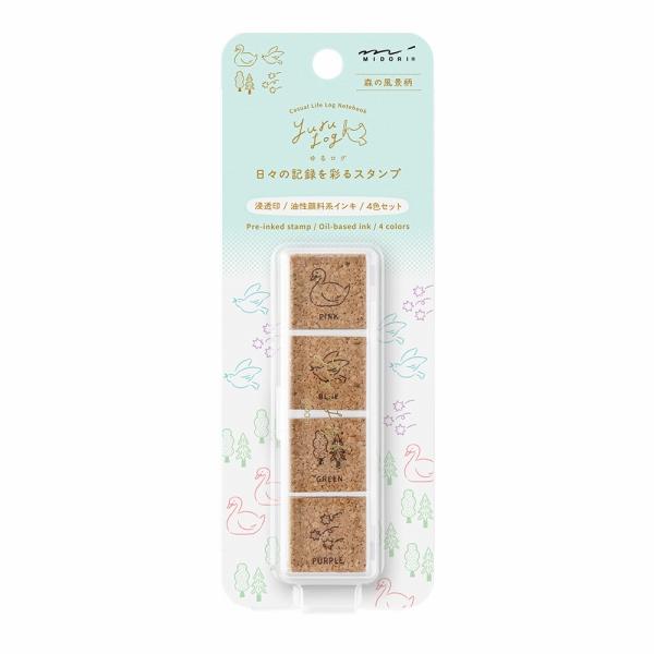 浸透印 スタンプ midori ミドリ ゆるログ 日々の記録を彩るスタンプ 森の風景柄 35619006