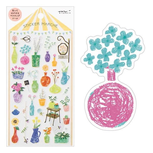シール Midori ミドリ シールマルシェ 花瓶柄 シモジマラッピング倶楽部 通販 Paypayモール