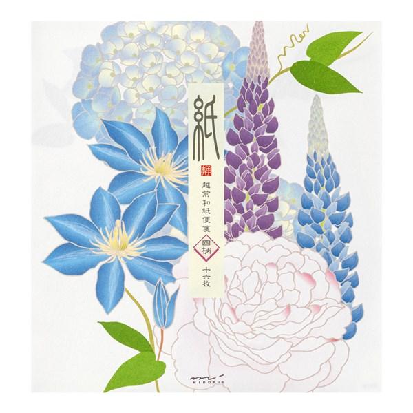 初夏レター 便箋949 4柄入 夏の花柄 S5 85946006 midori ミドリ 「紙」シリーズ レター 手紙