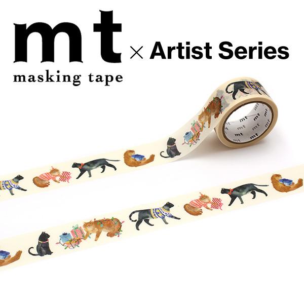 マスキングテープ mt カモ井加工紙 mt×bluebellgray ブルーベルグレイ Party Cats パーティキャッツ MTBLUE08 15mm×5m  猫 ねこ ネコ
