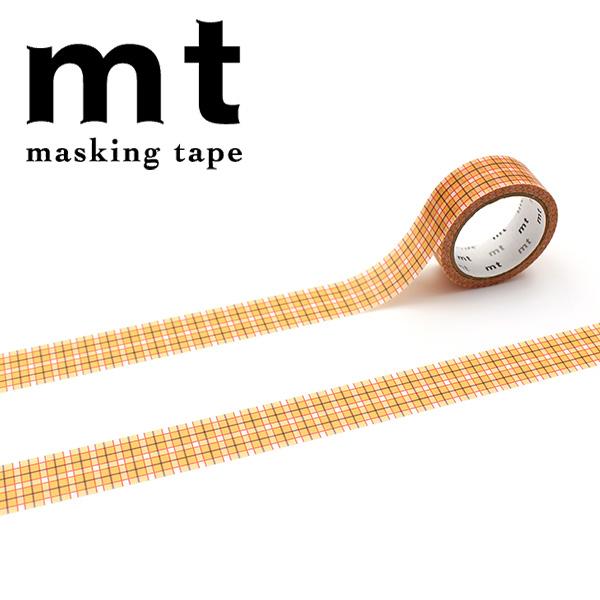 マスキングテープ mt カモ井加工紙 1P deco 大きなギンガムチェック・オレンジ MT01D618 15mm×5m