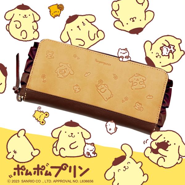 ポムポムプリン 長財布 財布 大容量 本革 R型ファスナー レザー 女性 クリスマス 春財布 レース 大人 プレゼント かわいい グッズ サンリオ