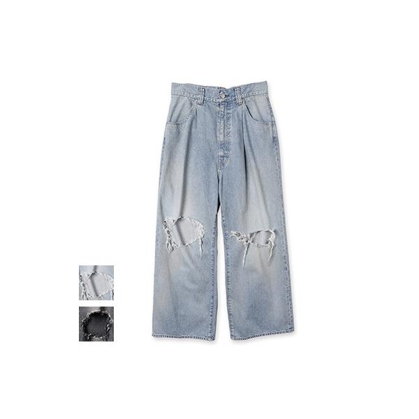 JieDa(ジエダ) DAMAGE ONE TUCK WIDE STRAIGHT DENIM ダメージ  