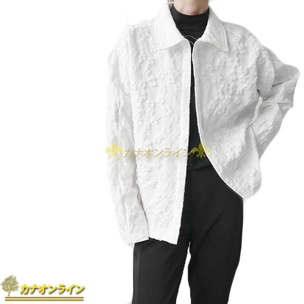 長袖 シャツ インナー アウター メンズ 総柄 高級感 開襟シャツ レース 折り襟 かっこいい ボタン付き ファッション カジュアル 春秋 Hjxg カナオンライン 通販 Yahoo ショッピング