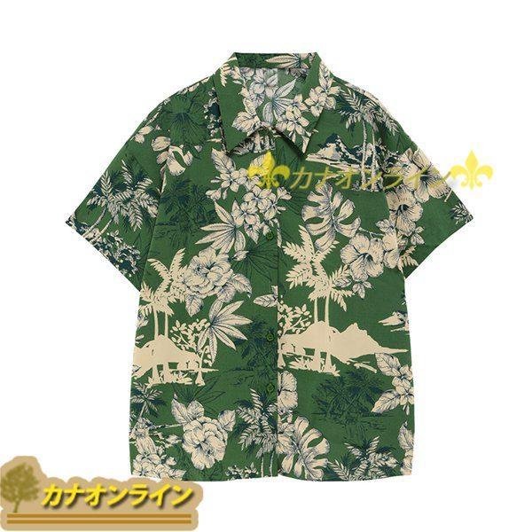 アロハシャツ 花柄 レディース 開襟シャツ かわいい メンズ グリーン 緑 夏服 ハワイ風 カジュアルシャツ 半袖 ゆったり 薄手 着痩せ Wr2yx2d218b カナオンライン 通販 Yahoo ショッピング