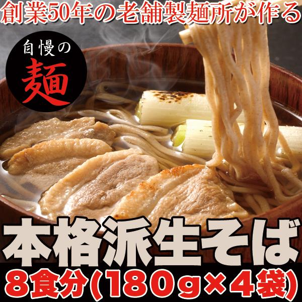 【ゆうパケット出荷】本格派生そば8食(180g×4袋) つゆ付 生麺 蕎麦 簡単調理 濃縮つゆ 常温 SM00010294