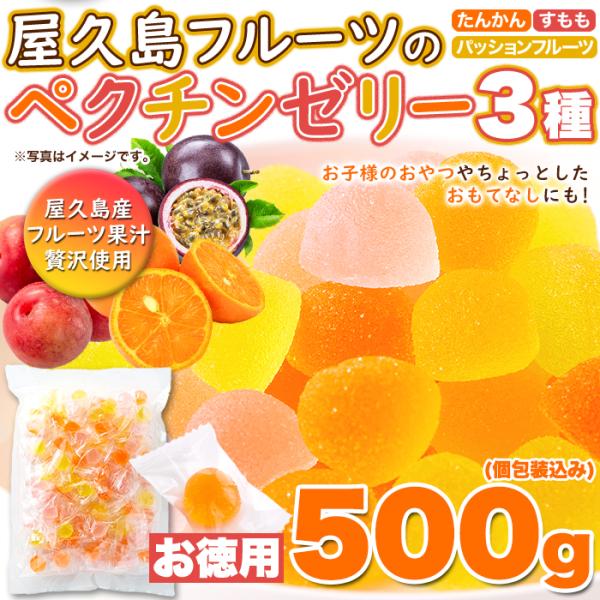 天然生活 屋久島ペクチンゼリー(500g) 3種 パッションフルーツ たんかん すもも 個包装 大容量 お菓子 フルーツゼリー SM00011050
