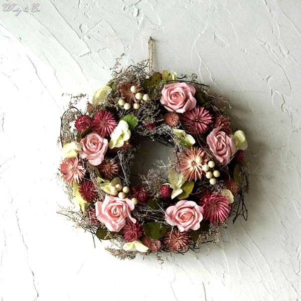 リース Mauve Pink Wreath ドライフラワー 壁掛け 花 おしゃれ 玄関飾り 手作り ウォールデコレーション Gr 0096 Wutty Co Yahoo ショッピング店 通販 Yahoo ショッピング