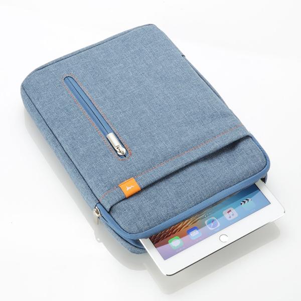iPad タブレットPC収納ケース ブルー 手提げ バッグ ウレタンクッション 小物ポケット付 10.8型まで対応 アイパッド Xperia
