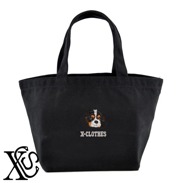 キャバリア4柄単 刺繍 キャンバス生地 ランチ ミニ トートバッグ レディース メンズ【X-CLOTHES】オリジナル グッズ ワンポイント 雑貨