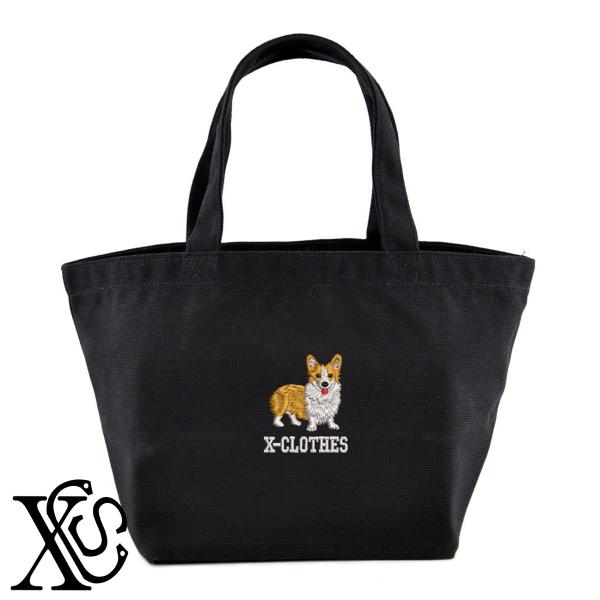 コーギー5柄単 刺繍 キャンバス生地 ランチ ミニ トートバッグ レディース メンズ【X-CLOTHES】オリジナル グッズ ワンポイント 雑貨