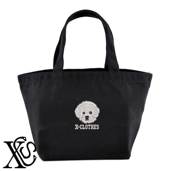 ビションフリーゼ2柄単 刺繍 キャンバス生地 ランチ ミニ トートバッグ レディース メンズ【X-CLOTHES】オリジナル グッズ ワンポイント 雑貨