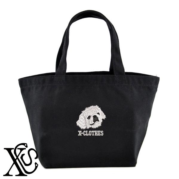 ペキニーズ4柄単 刺繍 キャンバス生地 ランチ ミニ トートバッグ レディース メンズ【X-CLOTHES】オリジナル グッズ ワンポイント 雑貨