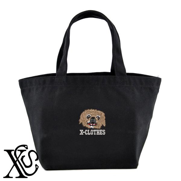 ペキニーズ9柄単 刺繍 キャンバス生地 ランチ ミニ トートバッグ レディース メンズ【X-CLOTHES】オリジナル グッズ ワンポイント 雑貨