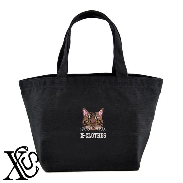 キジトラ猫3柄単 刺繍 キャンバス生地 ランチ ミニ トートバッグ レディース メンズ【X-CLOTHES】オリジナル グッズ ワンポイント 雑貨
