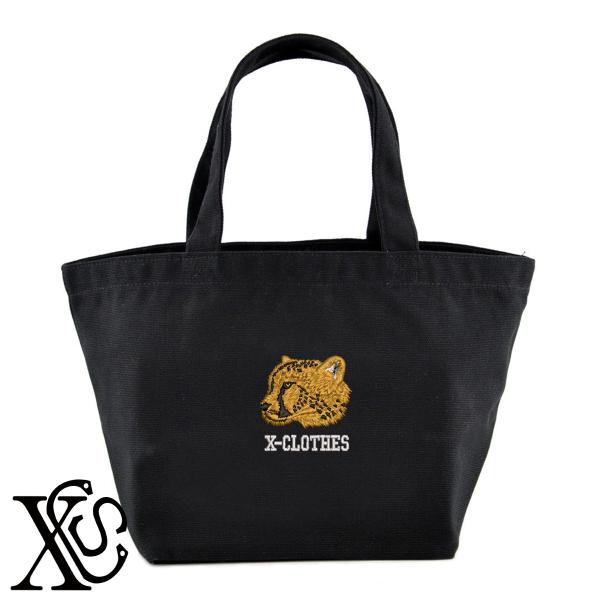 チーター2柄単 刺繍 キャンバス生地 ランチ ミニ トートバッグ レディース メンズ【X-CLOTHES】オリジナル グッズ ワンポイント 雑貨