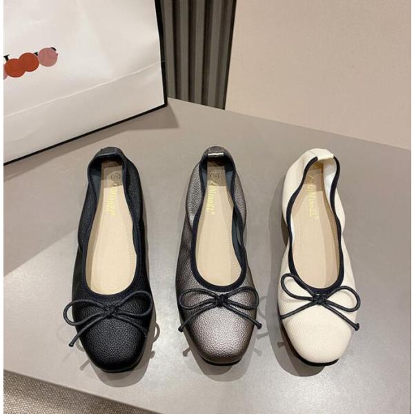 バレエシューズ  モカシン レディース フラット パンプス 歩きやすい 黒 ベージュ 靴 バレエコア ぺたんこ 大きいサイズ